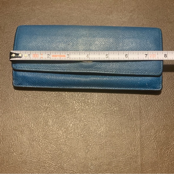 Coach Women's Leather Slim Envelope Flap Long Wallet Teal 8”x4” - Picture 14 of 14